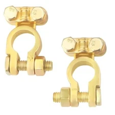 2PCS Positive & Negative Battery Terminal Connectors,Brass Battery Cable Ends...