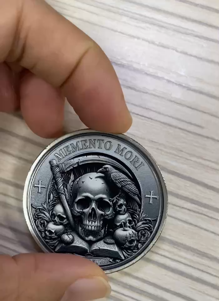Memento Mori Moneta Bronzo Placcato Stoico Medaglia EDC Sfida Collezione Di Mone - Foto 9