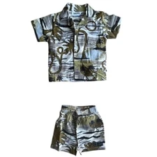 MOLO SOLAR SHIRT & SHORT SET IN SUNSET SMILES BRONZE 9m