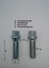 20 Radschrauben M14x1,5x37 R14 Kugelbund SW17 Mercedes Radbolzen W221 SZ377R14