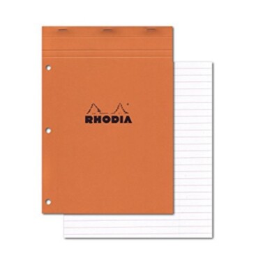 Rhodia Classic Org Pad 8.25X11.75 Lined Wm (80 Sheets) 3hole Punched 186011