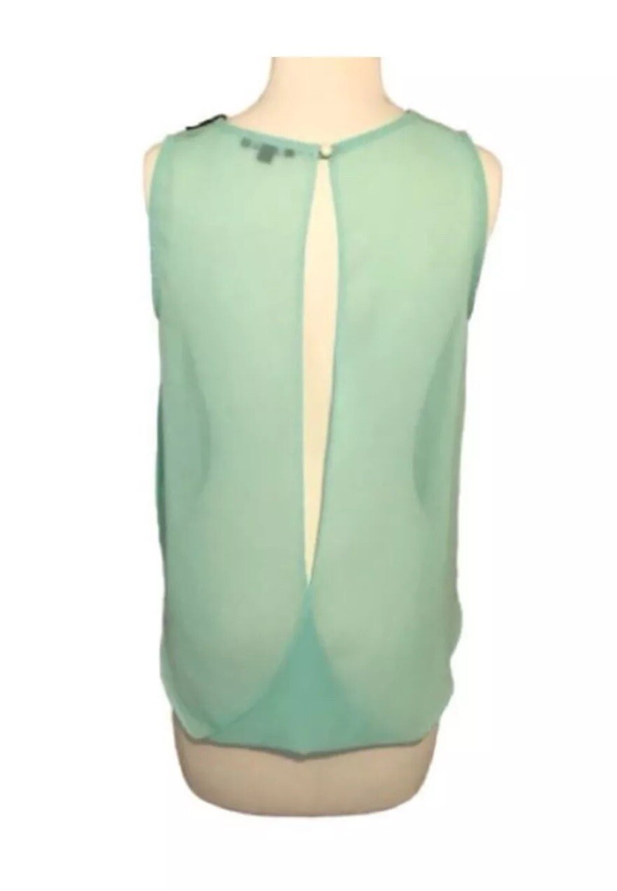 Soprano Draped Split Back Blouse Black Collar Sea… - image 3