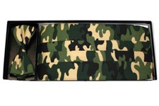 Men's Jungle Camouflage Print Bow Tie and Cummerbund Set