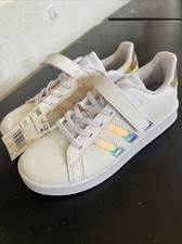 NEW adidas Grand Court Low White-iridescent Girls 2.5
