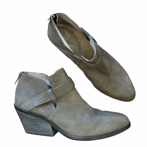 Eileen Fisher Derby Ankle Booties sz 10 Gray Suede Cuban Heel Casual Ladies Wear - Picture 1 of 10