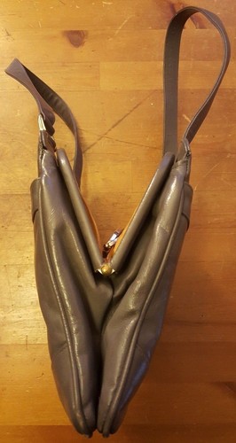 Vintage, Lou Taylor, Gray, Leather, Organizer Handbag, 1960s - Picture 6 of 12