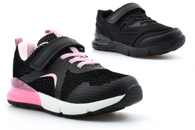 Mädchen Jungen Turnschuhe Schule Turnschuhe Schuhe Touch Verschluss Blasenabsatz rosa/schwarz