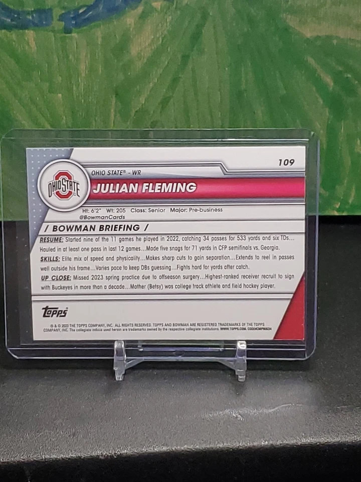 2023 Bowman University Chrome Sapphire Edition - Julian Fleming #109 (RC) - Image 2 of 2