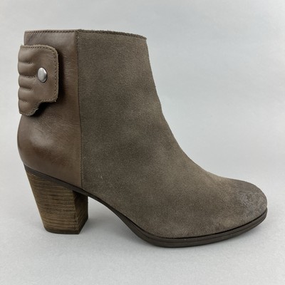Clarks Palma Rylie Taupe Wildleder Knöchel Reißverschluss Blockabsatz Bootie Cowboystiefel UK6,5
