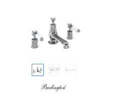 Burlington Kensington 3 Tap Hole Mixer with Pop-Up Waste - Chrome/White