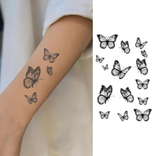 Butterfly Temporary Tattoos Fine Line Fake Tattoo for Women