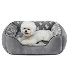 Rectangle Dog Bed Small Medium Dogs Orthopedic Calming Sofa Bed Washable Grey S
