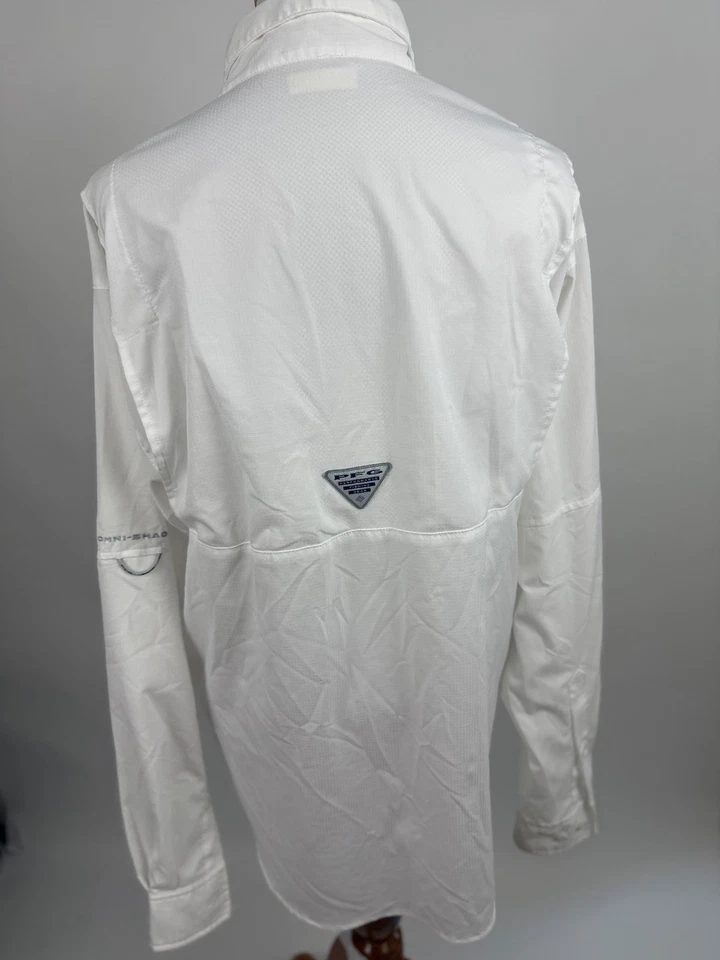 COLUMBIA Blanco Omni Shield PFG Camisa Manga Larga Mujer S Foto 2 de 4
