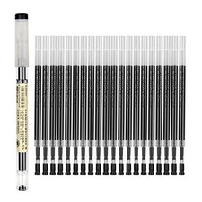 20 PCS Gel Ink Pen Refills 0.35mm Black, Ultra Fine Quick Drying Stationery
