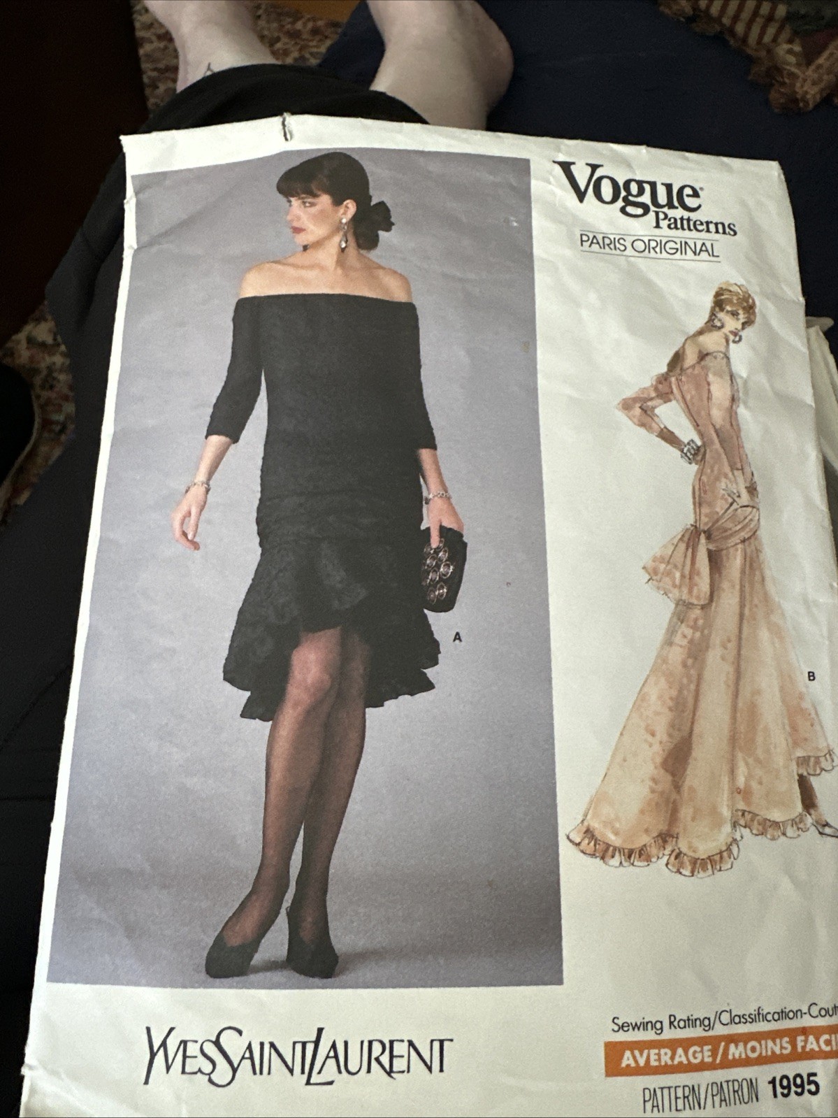 Abito da sera Vogue Patterns Yves Saint Laurent 1995 taglia 12 14 16 Misses 1987