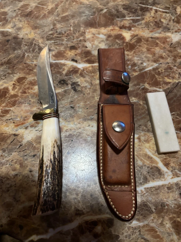 Vintage Randall Knife Model 4-7 Stag Horn Handle + Leather Sheath TR160 - Image 2 of 4
