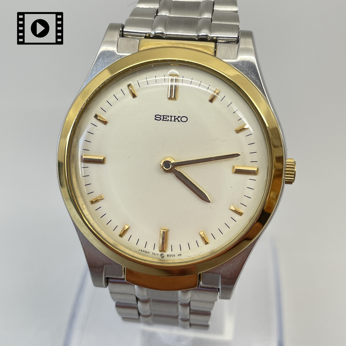 Seiko 7C17-8000 Braille Vintage 1982 [US Stock] Gold Quartz Men's
