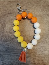 Beaded Handmade Stretchy Key Chain Bracelet Lobster claw New Beads Tassel