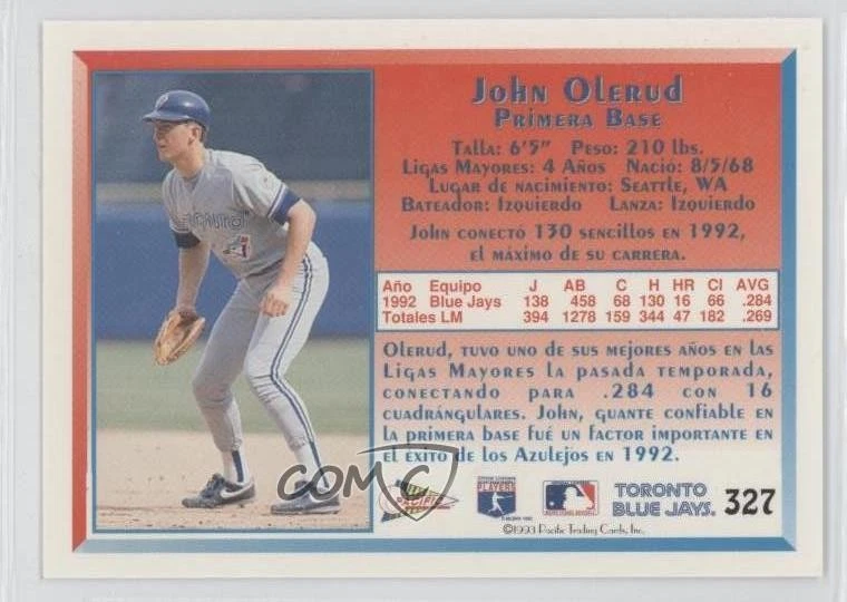 1993 Pacific John Olerud #327 - Image 2 of 2
