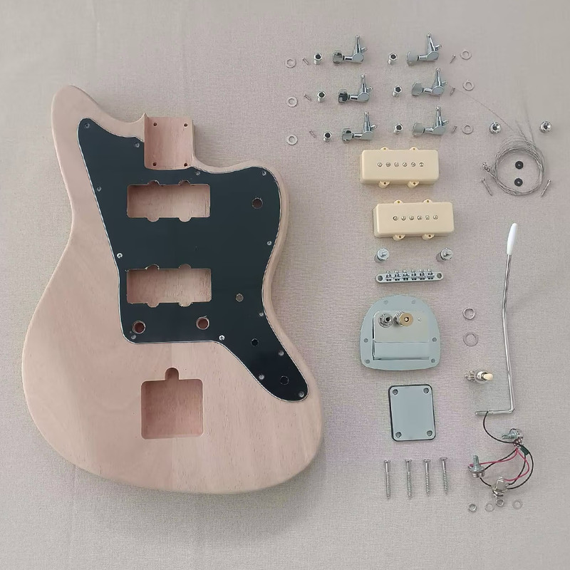 DIY Electric Guitar Kit Solid 2 PCS Mahogany Body Rosewood Fretboard Bolt On