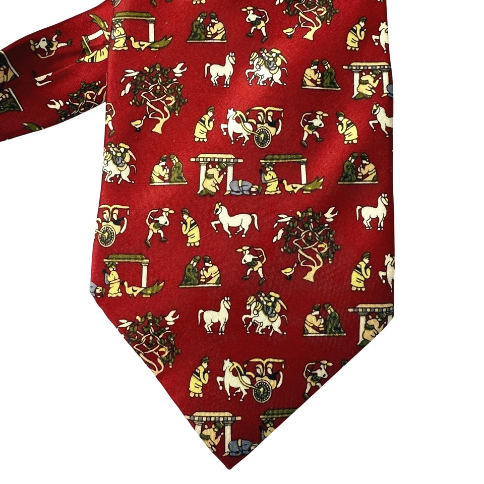Corbata de seda de lujo Giorgio Armani roja con estampado de novedad hecha en Italia corbata de diseñador Foto 3 de 4