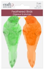 Craft Dcor Essentials FeatheredBird 4.3" 2/Pkg-Tropical - 5A002LV3-1GNJ6