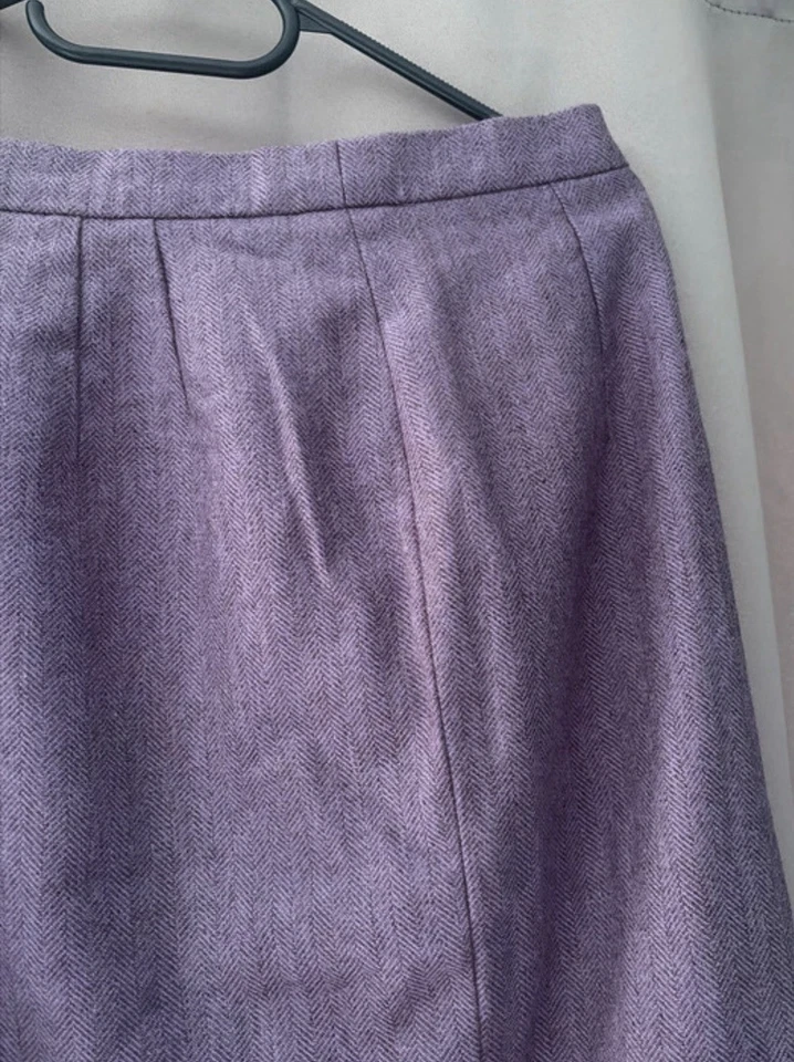 Louis Féraud Jupe crayon violette tweed chevron laine/rayonne T42 doublée - Photo 3/4