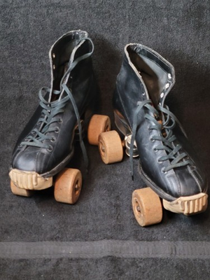 #ad Vintage Hyde Athletic Shoe Co Chicago Wood Wheel roller skates $129.99