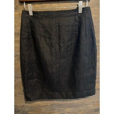 Kizi By Raffi Jacobson Black 100% Linen Pencil Skirt Size 8 Vintage Made in USA