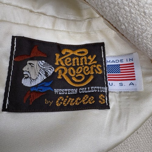 Giacca blazer western vintage Kenny Rogers Circle S taglia 40 R avorio 100% seta USA - Foto 17 di 19