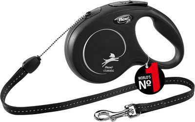 Flexi  Classic S | 8M Seil Roll-Leine Für Kleine Hunde Bis 12 Kg | Schwarz | Aus