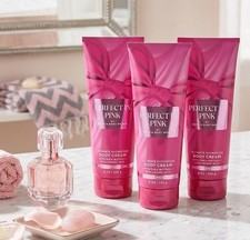 Bath  Body Works Lot of 3 Perfect In Pink Hydrating Body Cream Lotion 8 oz