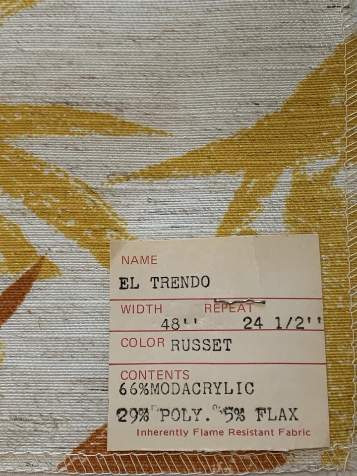 Muestras de tela de diseñador MCM de colección 17-1/2 X 21-1/2 lino modacrílico floral abstracto Foto 4 de 4