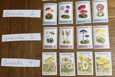 Caribbean Vintage Mushroom Stamps: Grenada Antigua Kitts Vincent Dominica, &More