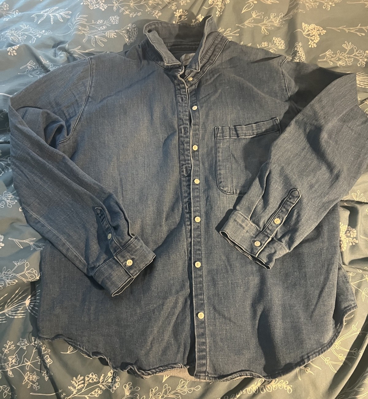 Universal Thread Button Up Blue Denim Oversize Bo… - image 6