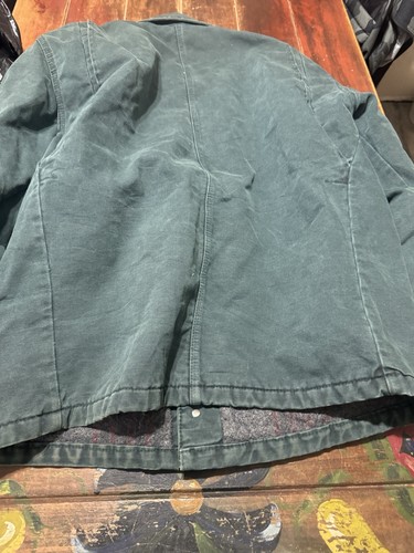 Men's Vintage Teal Tough Duck Canada Wool Lined Canvas Chore Barn Jacket Large - Picture 2 of 11