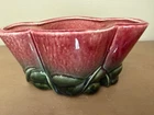 Vintage Hull USA Pottery Pink & Green Flower Planter L: 10"  W: 4.5"  H: 5" MCM