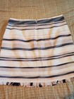 Loft woven Tweed Pink fringe hem striped business casual Sz 12 Mini skirt Preppy — photo 7