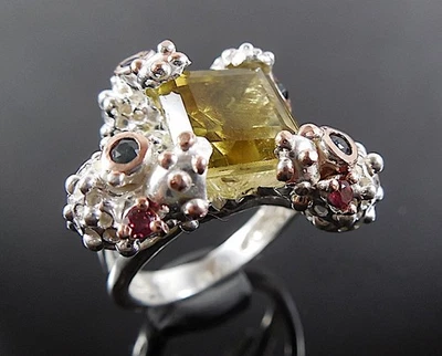 Designer Zitronenquarz vergoldet Sterling Silber Ring  - Bild 1 von 4