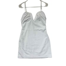 ASTR The Label M Medium Ruched Bust Mini Dress White Sweetheart Smocked Back