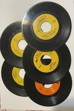 Lot of 5 45rpm Vinyl Records with Various Artists. See Photos