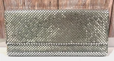 Silver Metal Mesh Chain Clutch or Shoulder Evening Bag Purse 5" Wide x 11" Long