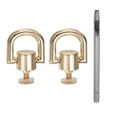 2pcs 8mm D Ring Button Metal Studs Rivets with 3.5mm Leather Punch Gold