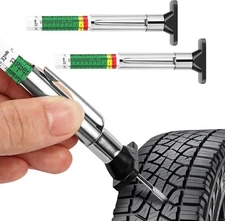 2 PCS Car Tire Tread Depth Gauge, Tire Depth Gauge with Six-Sided Smart Color Co
