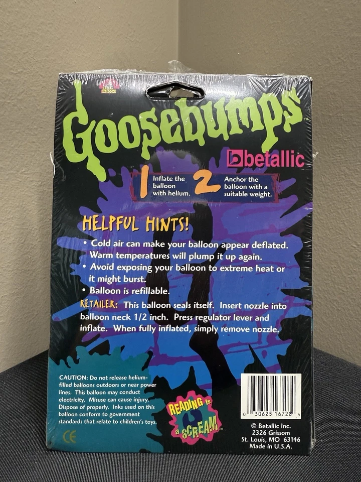 Globo Goosebumps Mylar 1996 Halloween Reading is a Scream Foto 2 de 4