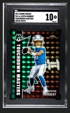 Justin Herbert 2021 Mosaic Touchdown Masters Green Prizm SGC 9 Mint