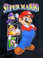 Super Mario Bros Mario Luigi Graphic Black S/S T-Shirt Size LG,NWT