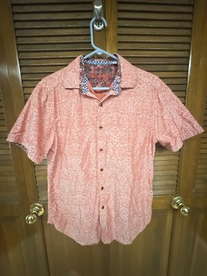 Robert Graham Bayview Shirt Size M Short Sleeve Button Down  Abstract Coastal