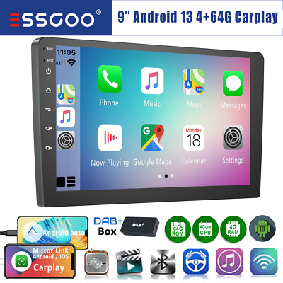 DAB+ 9'' 2DIN Android 13 4+64G Autoradio Carplay GPS NAVI Bluetooth WIFI RDS USB