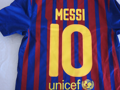 Barcelona 2011 Home Jersey #10 Messi Nike Red Blue Shirt Size S